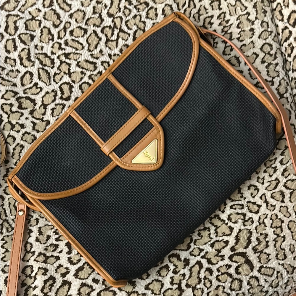 Vintage Black and Brown Clutch Bag